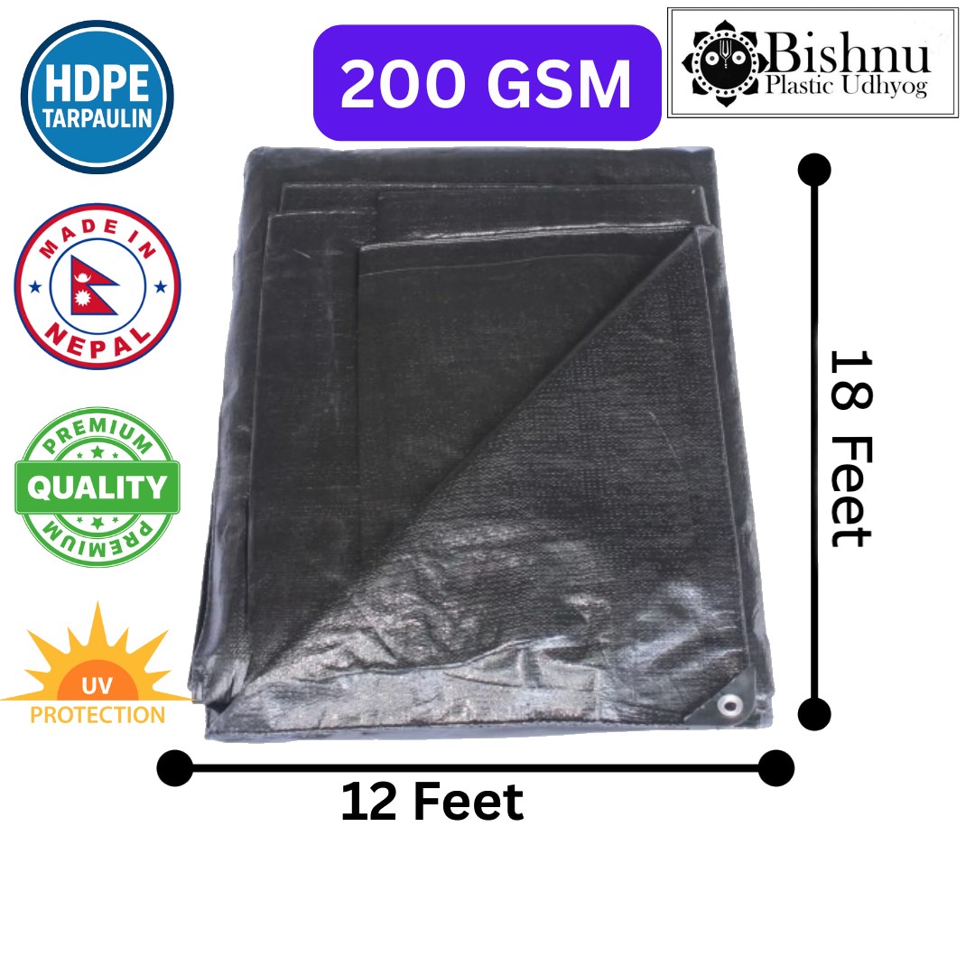 Bishnu 12x18ft Black Tarpaulin 200 GSM