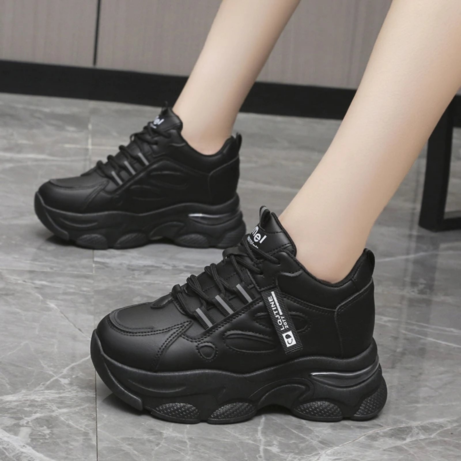 Korean Style Luxury Heel Sneakers For Women