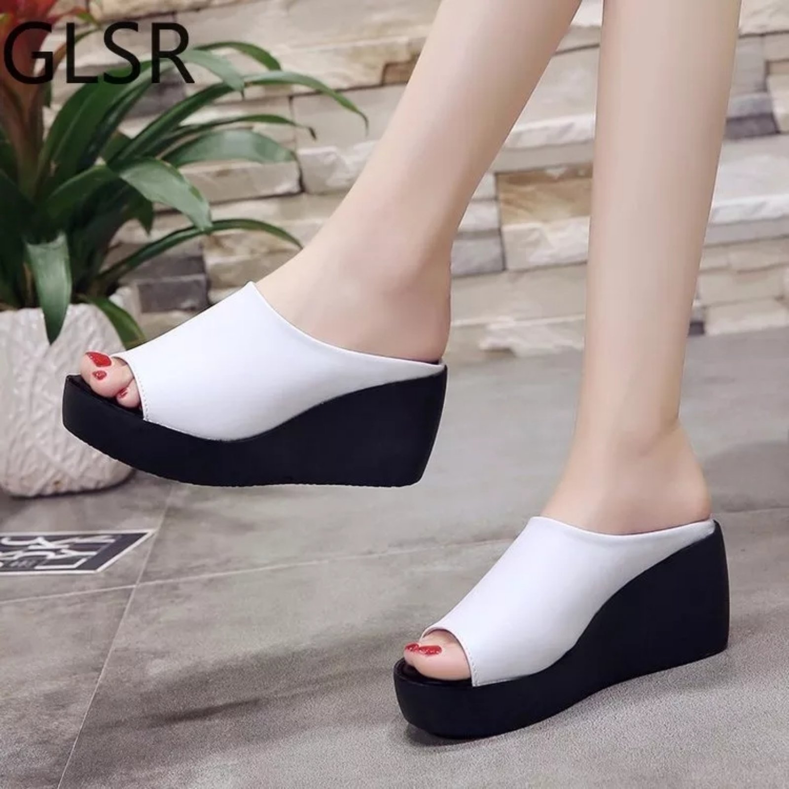 Genuine Leather Women’s Platform Sandals – Thick Sole Summer Footwear.