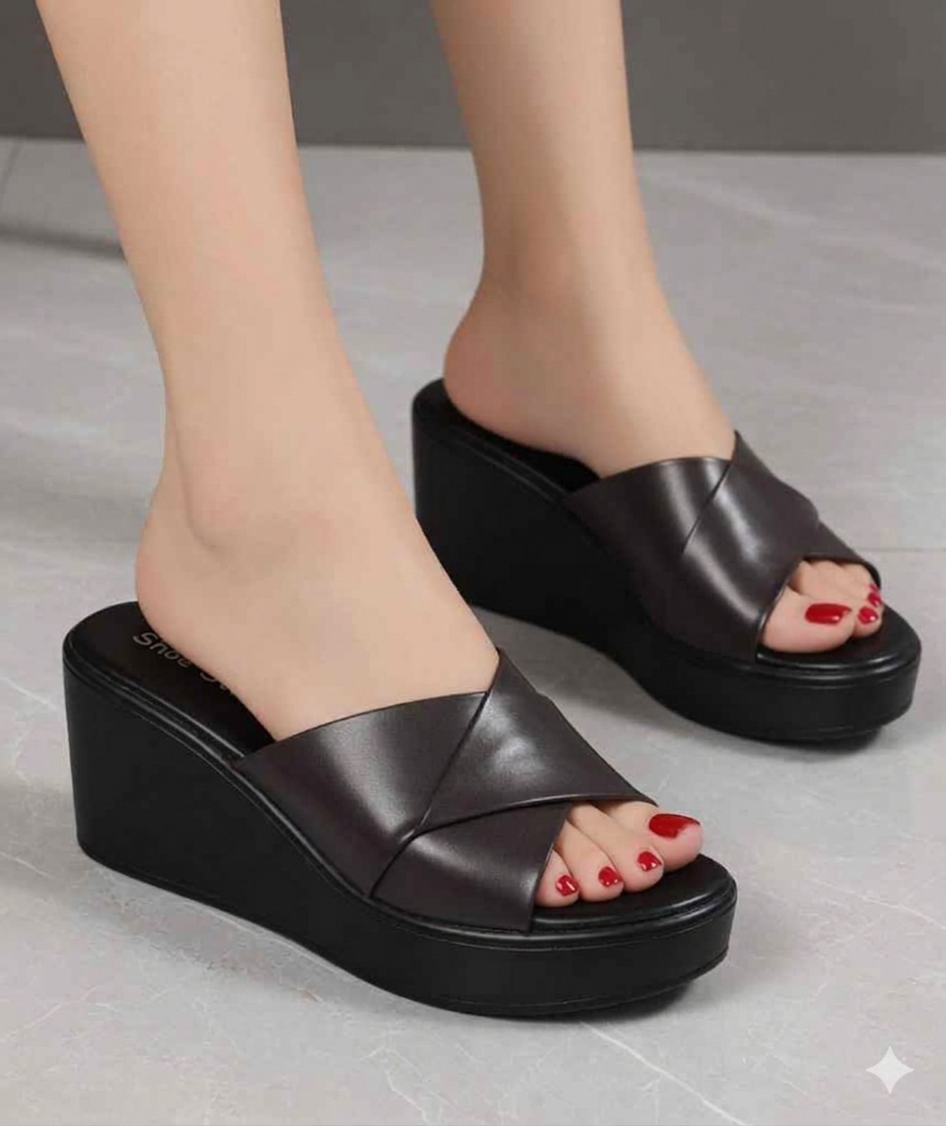 Genuine Leather Platform Wedge Sandals – Elegant Premium Summer Footwear For Women's 