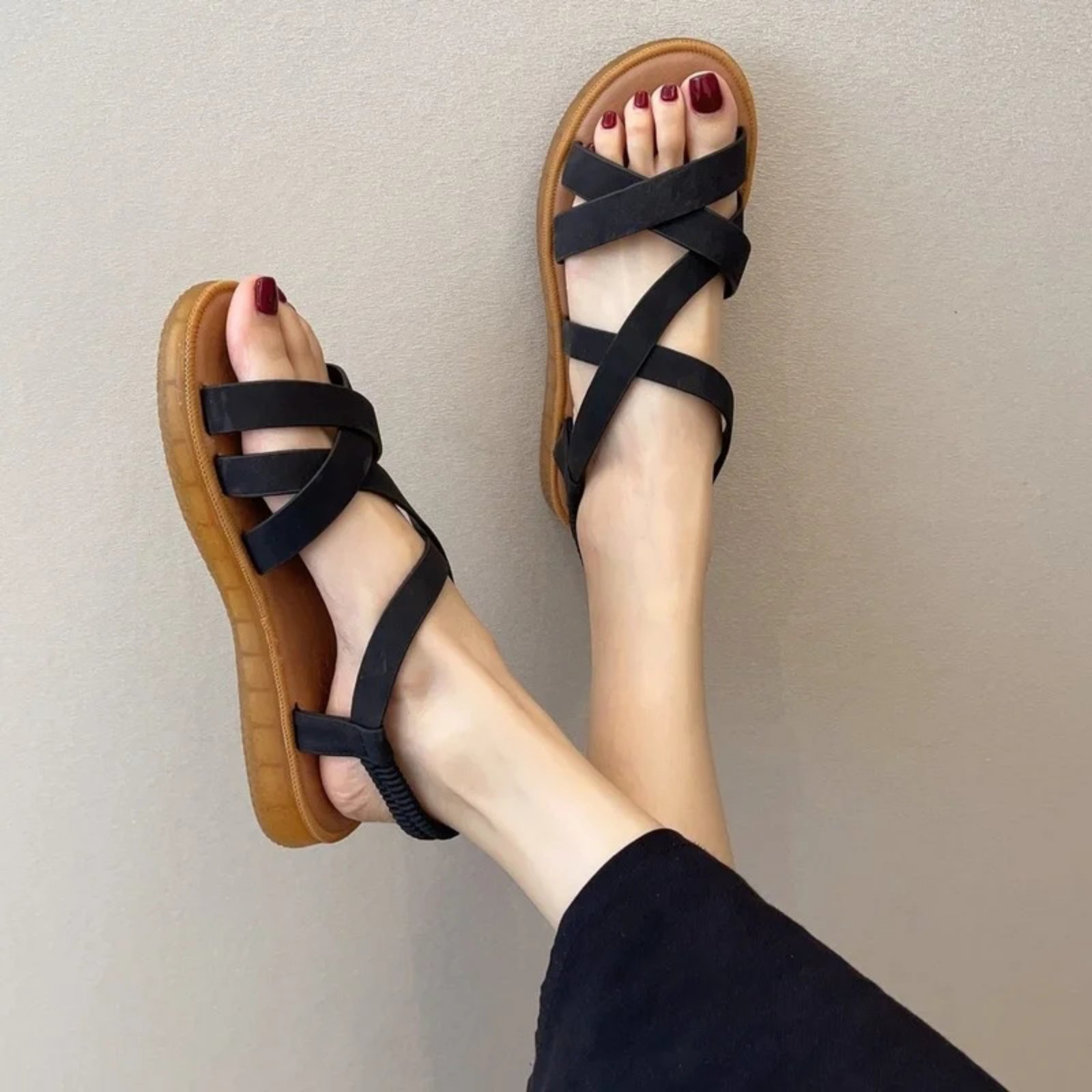 Cross-Strap Flat Sandals – Soft Sole Comfortable Summer Footwear For Women