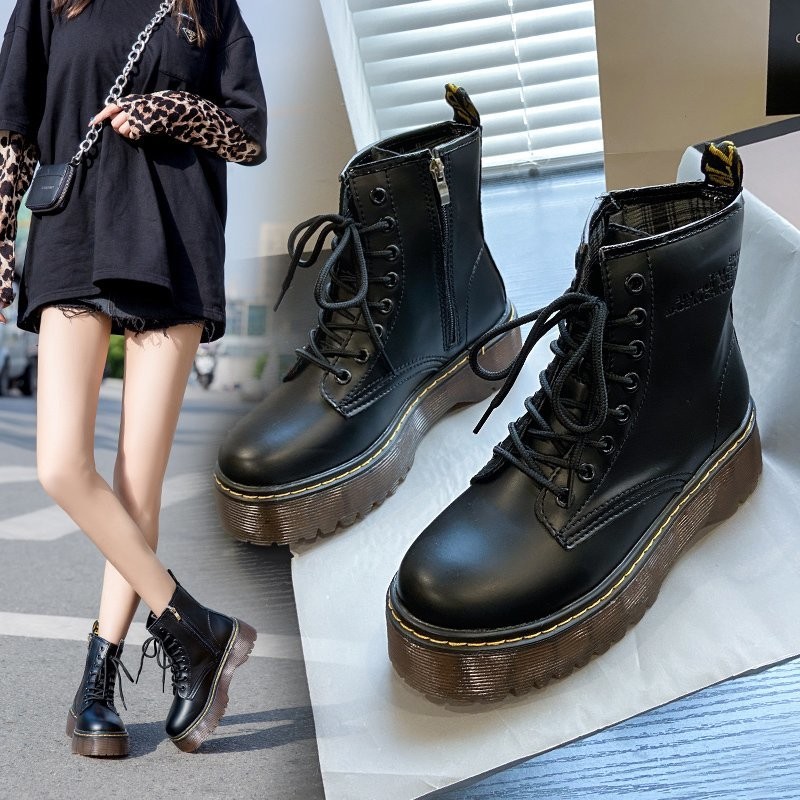 Retro Martin Boots – Thick-Sole British Lace-Up & Zipper Footwear For Women
