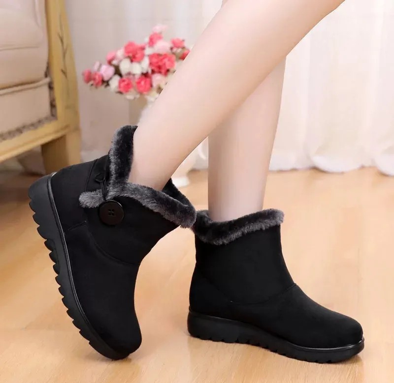Warm Plush Ankle Snow Boots – Flat Winter Footwear For Women