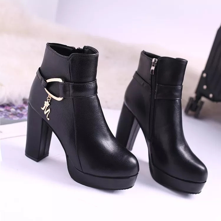 Winter Ankle Boots – Stylish Square-Heel Fashion Footwear For Women