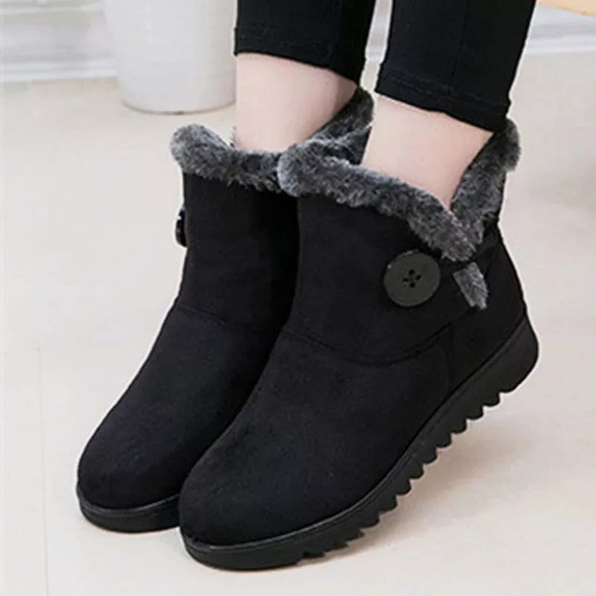 Fur-Lined Waterproof Platform Snow Boots – Slip-On Winter Footwear For Women