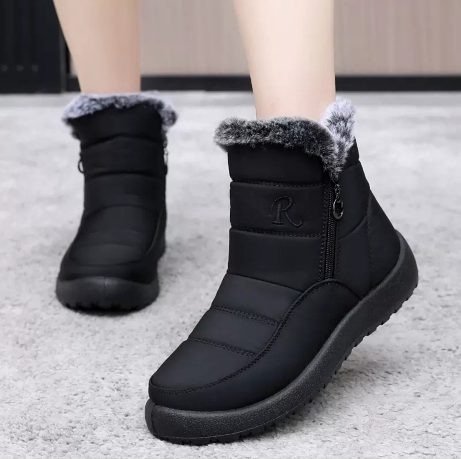 Waterproof Fur-Lined Winter Boots – Soft Zipper Snow Footwear For Women