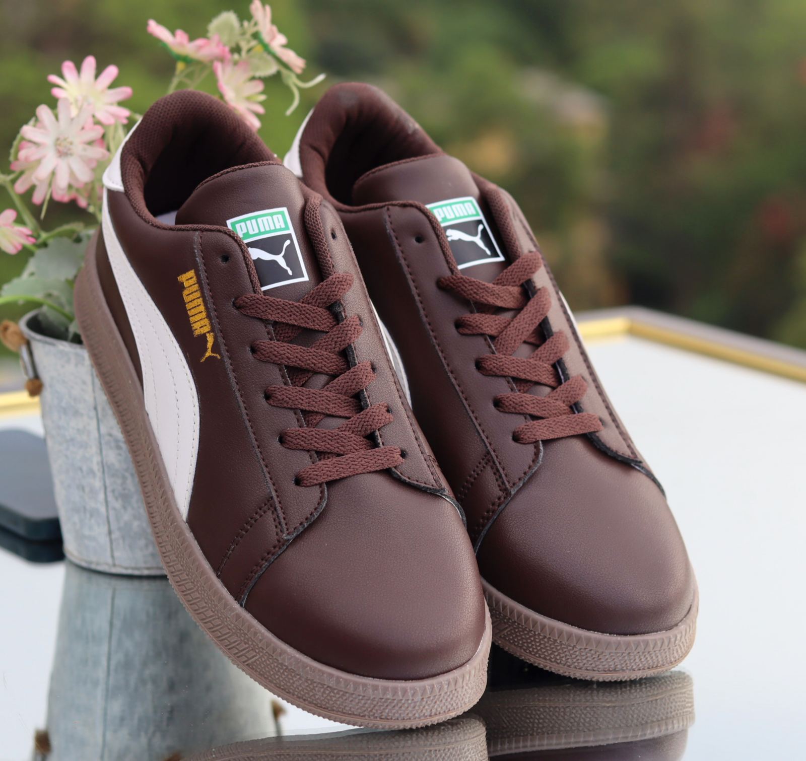 Mocha Leather Sneakers – Classic Street Heritage Footwear For Men