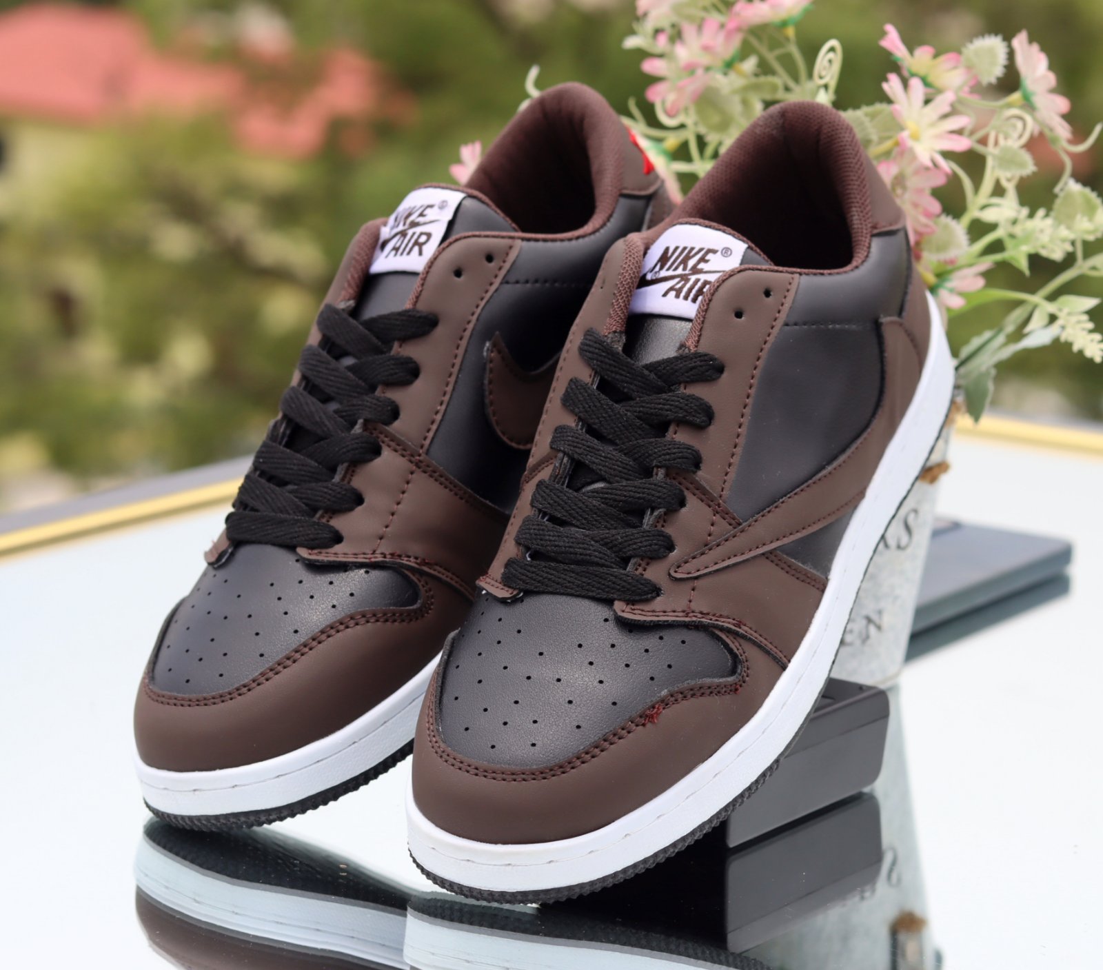 AirCraft Dunk Low Sneakers – Chocolate Black & White Streetwear Footwear For Men
