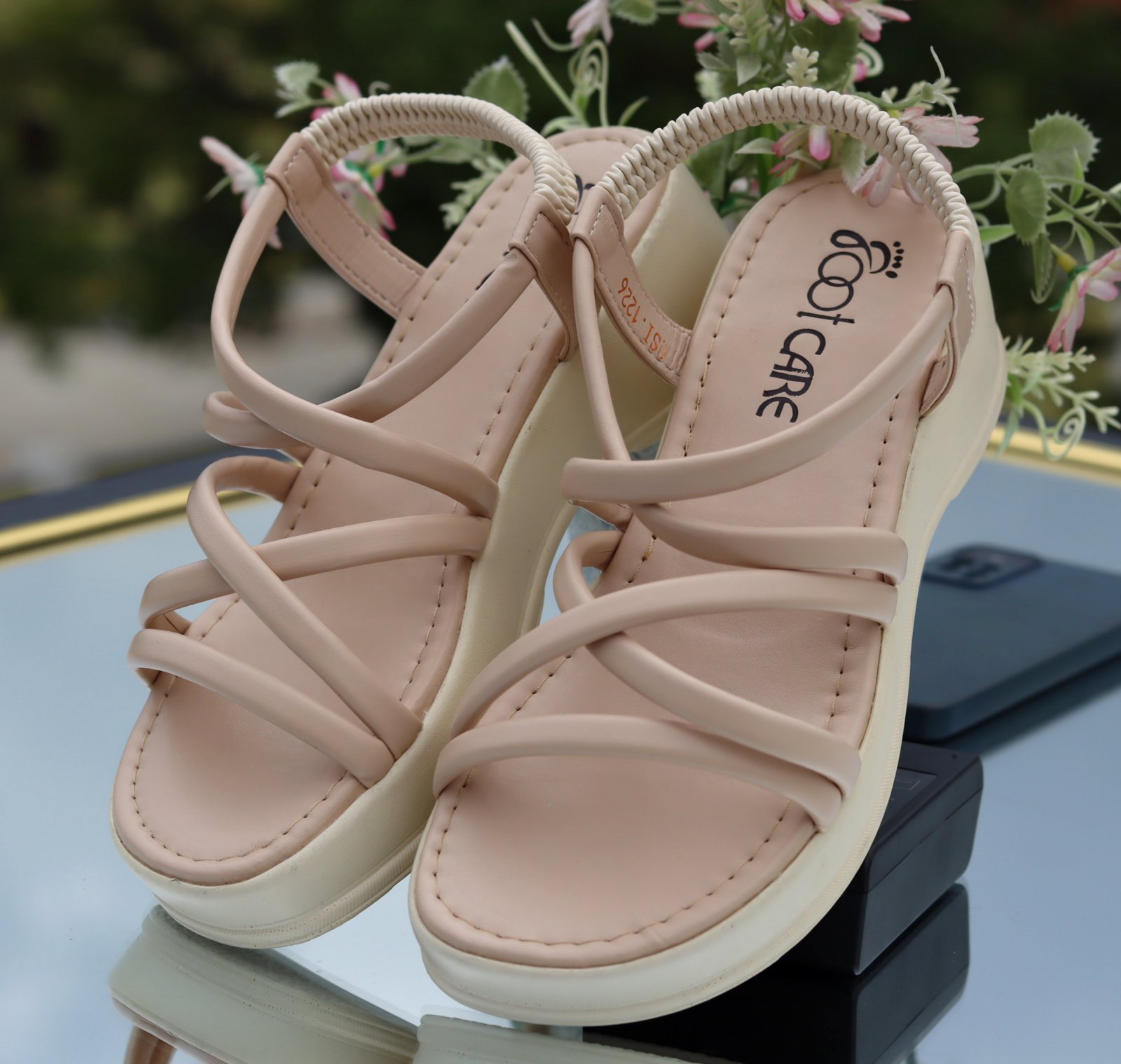 Wedge Sandals – Criss-Cross Straps With Elastic Back Footwear For Women
