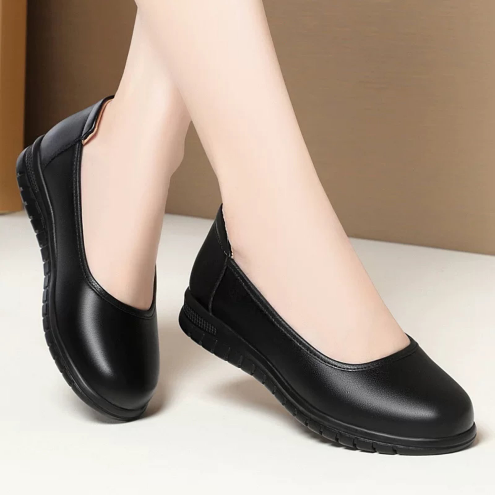 LuxuryEase Black Slip-On Flats For Women
