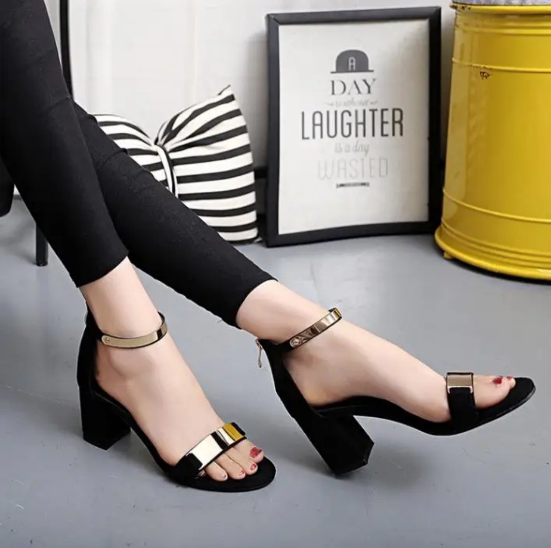 Korean Style Gladiator Block Heel Sequin Sandals For Women