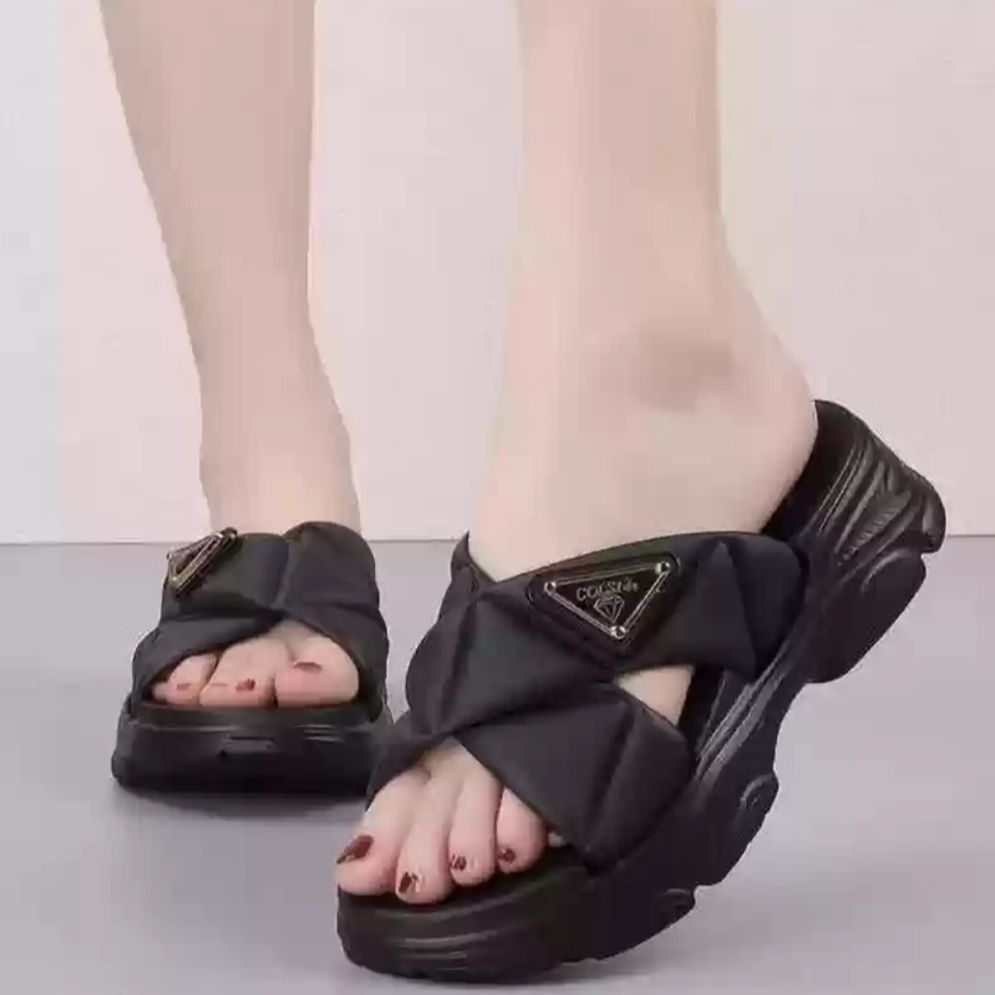  Summer Comfort Heightening Sponge Sole Slippers for Women