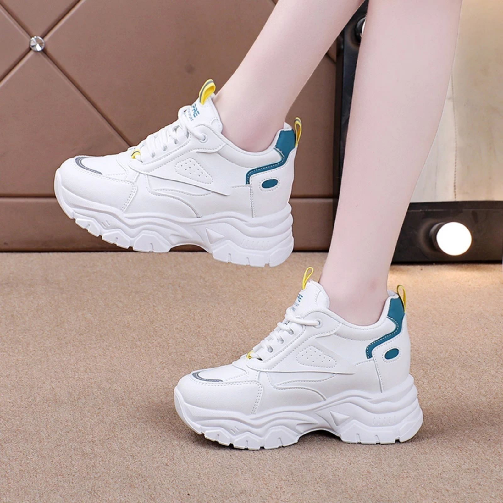 Korean Style Luxury Heel Sneakers For Women