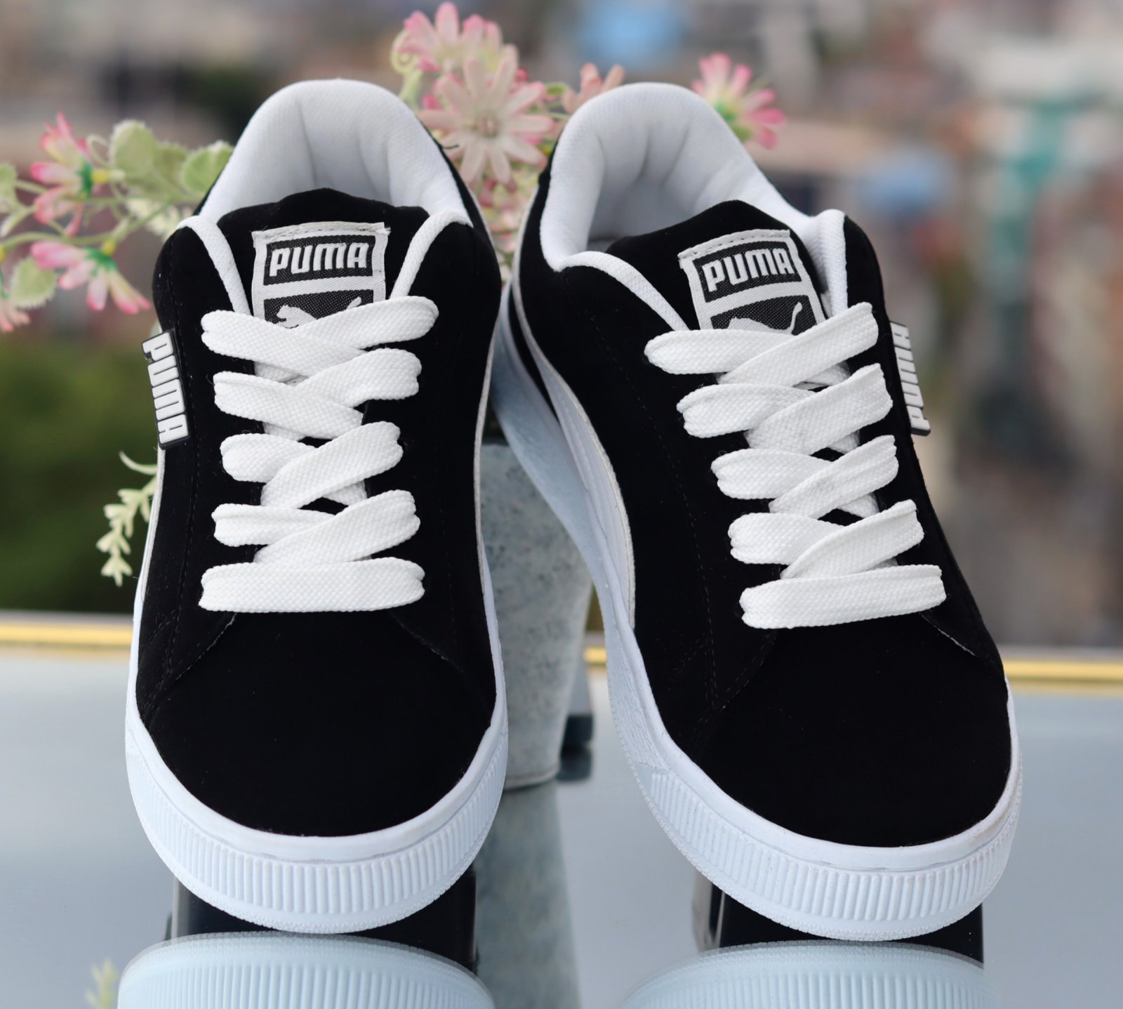  Unisex Classic Black & White Suede Sneakers