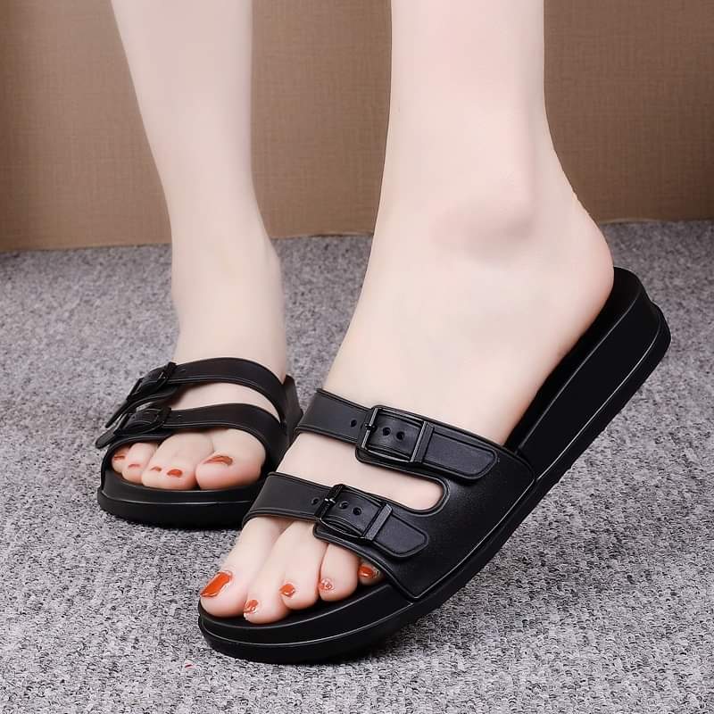 Double Strap Flat Slippers For Women