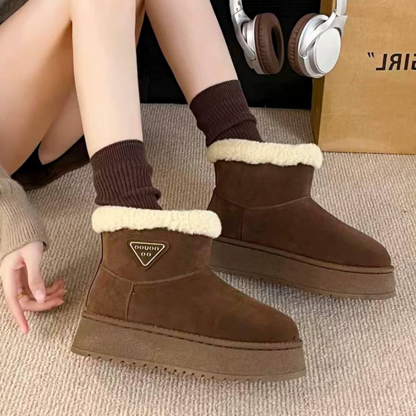 LuxeFrost Arctic Fur-Lined Suede Winter Boots For Women