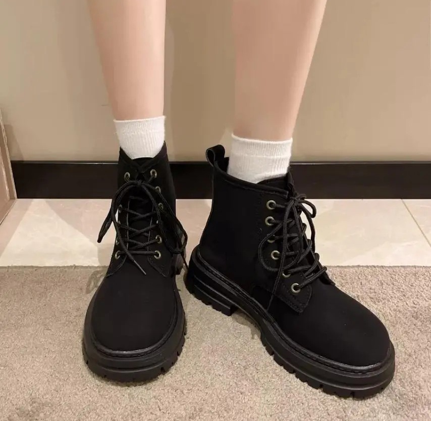 British Style 5cm Mid-Heel Short Boots For Women