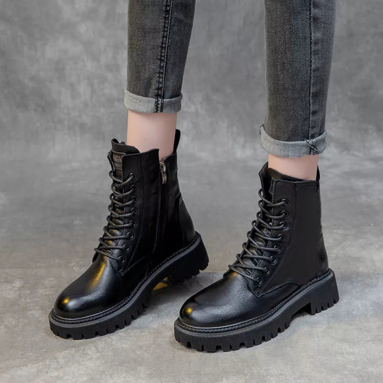 Fashion Lace-Up Zipper Platform Mid-Calf Boots For Women