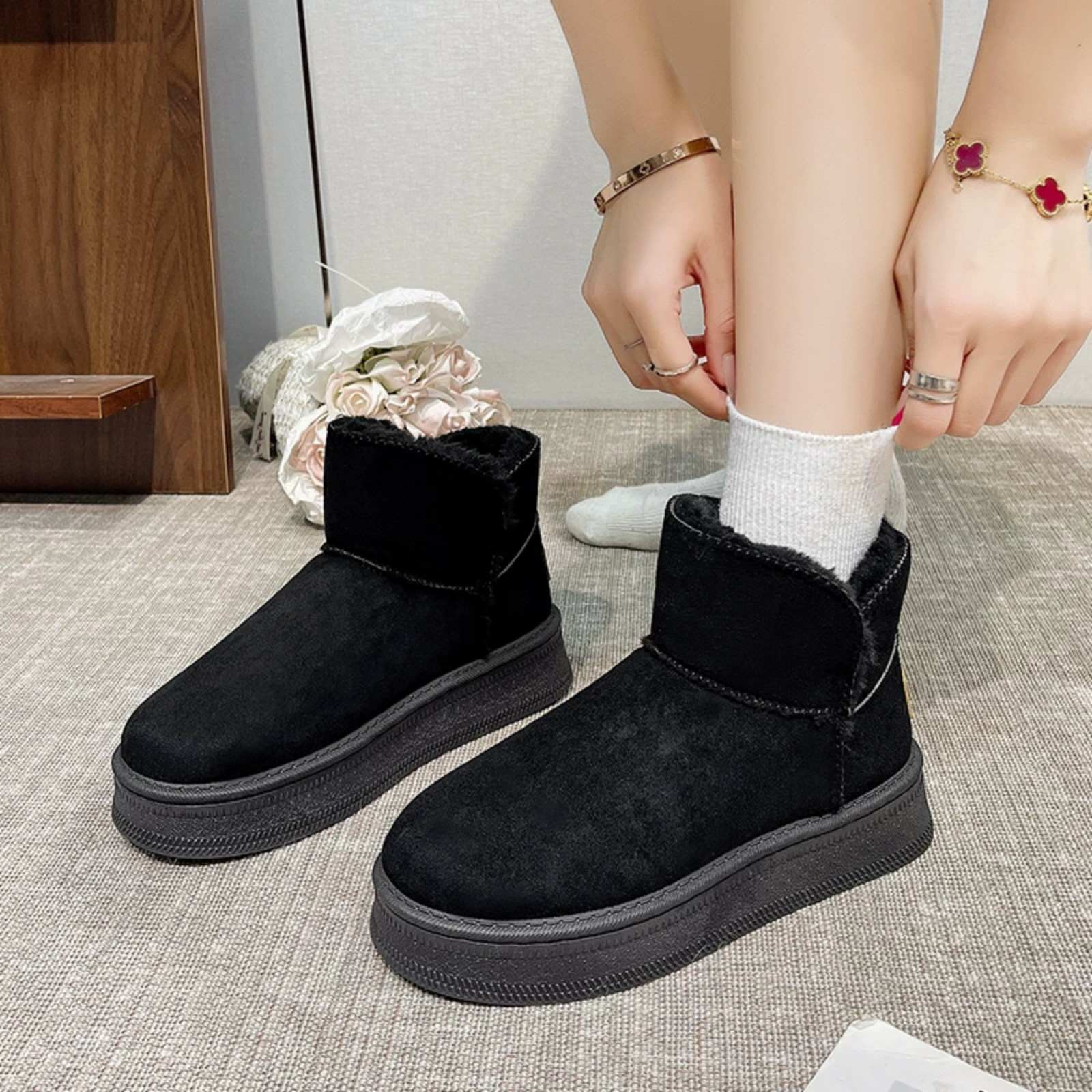 LuxeFrost Fur-Lined Suede Winter Boots For Women