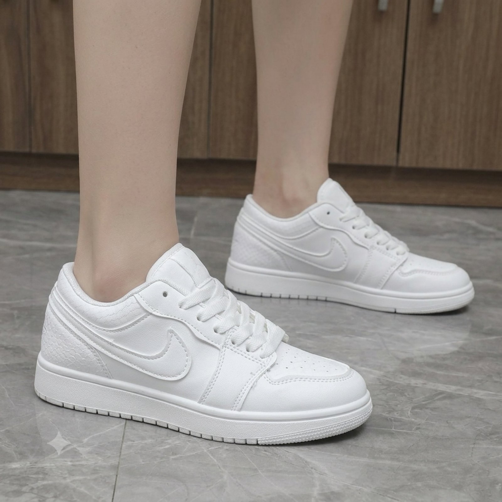 Premium Classic White Leather Lace-Up Sneakers For Women