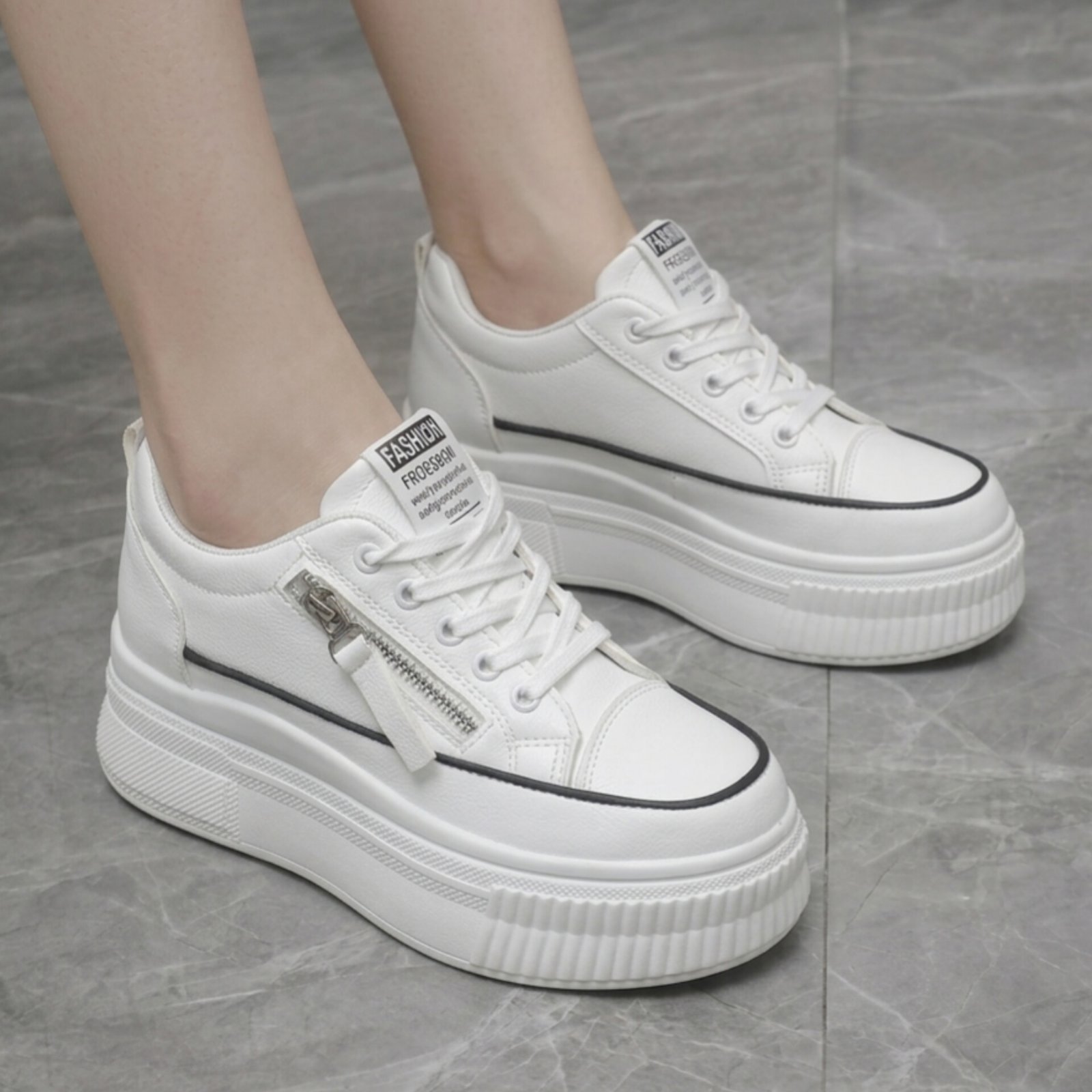 Korean Style Luxury Heel Sneakers For Women