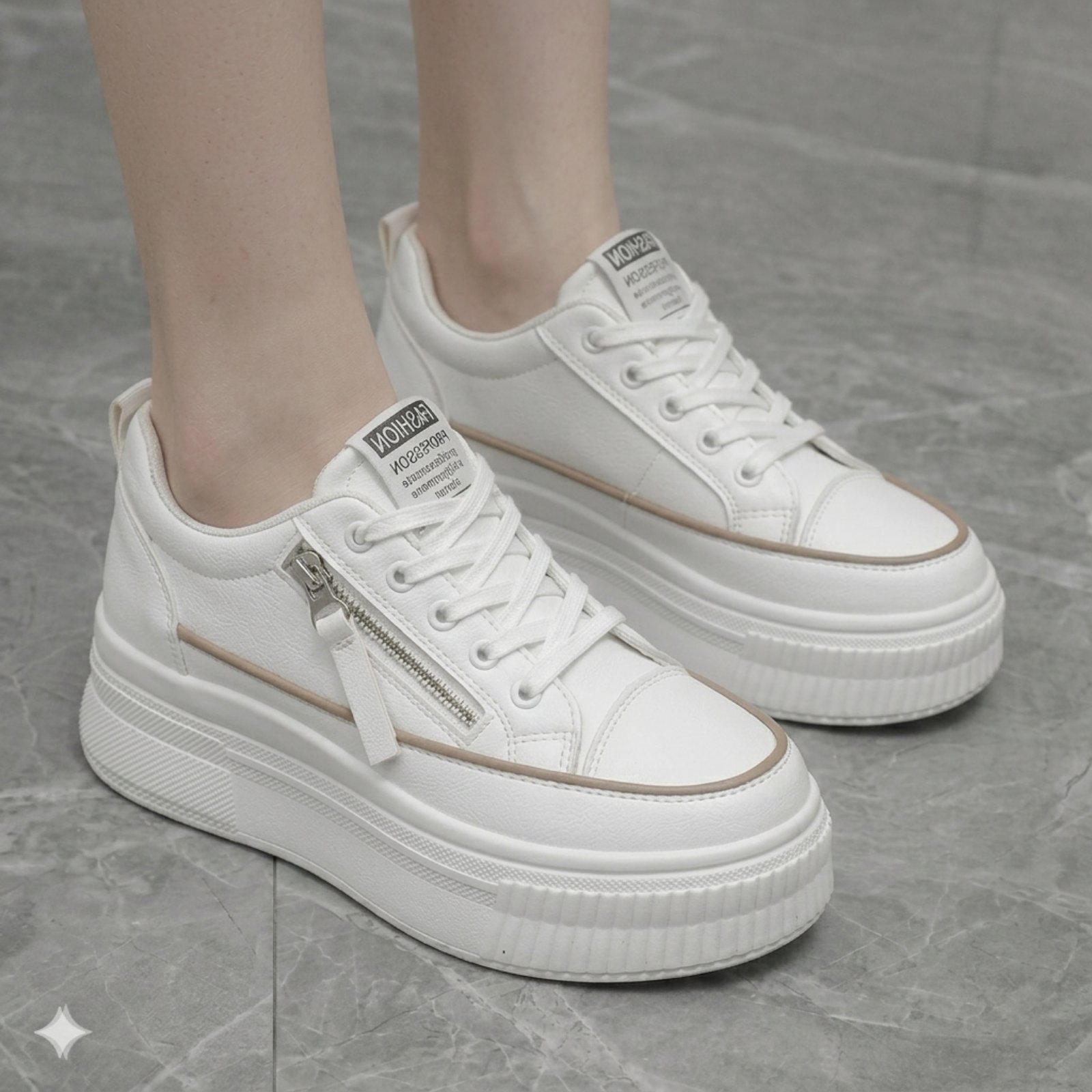 Korean Style Luxury Heel Sneakers For Women