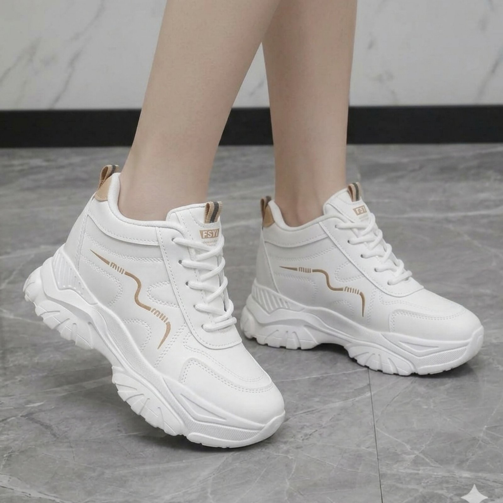 Luxury Korean Wedge Heel Sneakers For Women