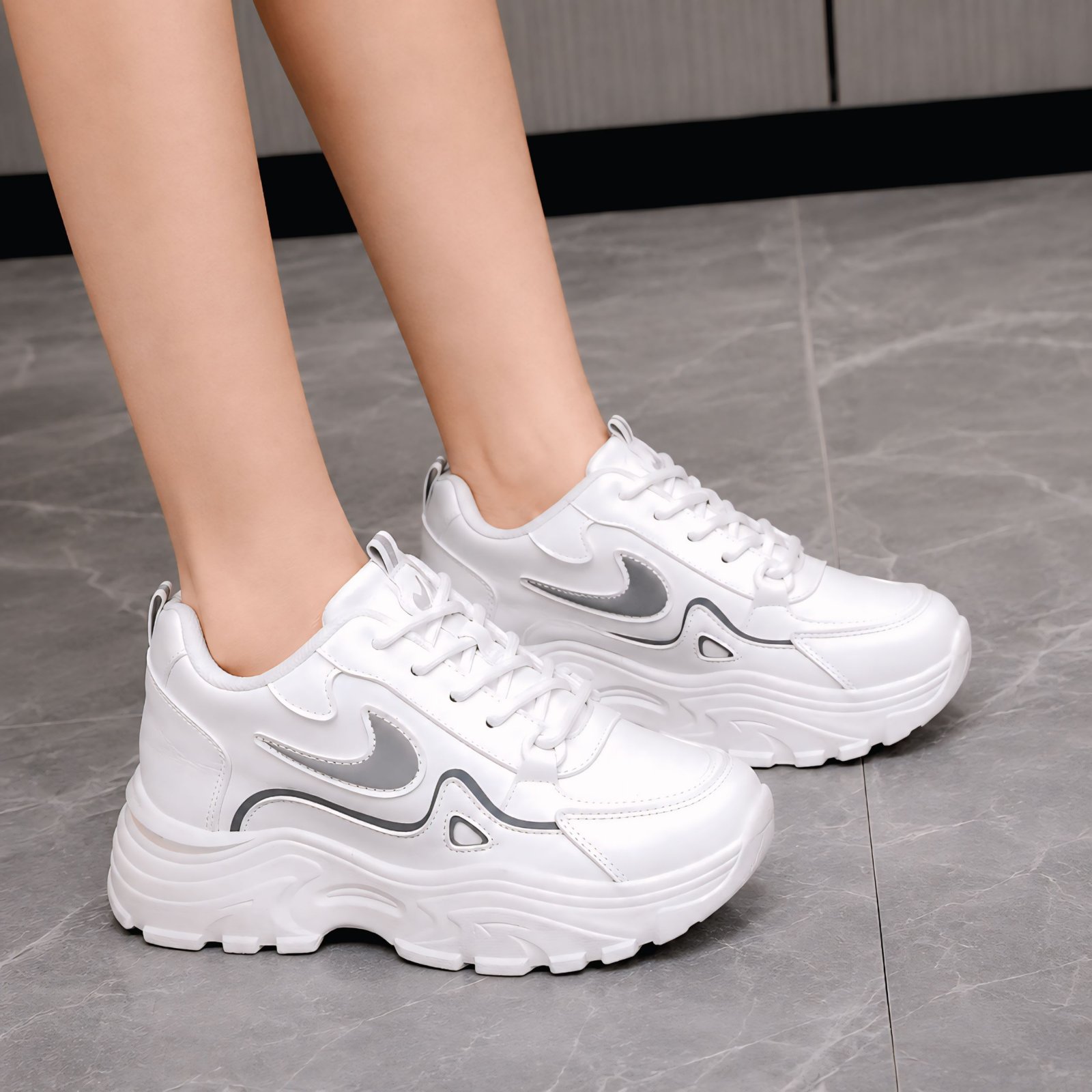 Luxury Korean Wedge Heel Sneakers For Women