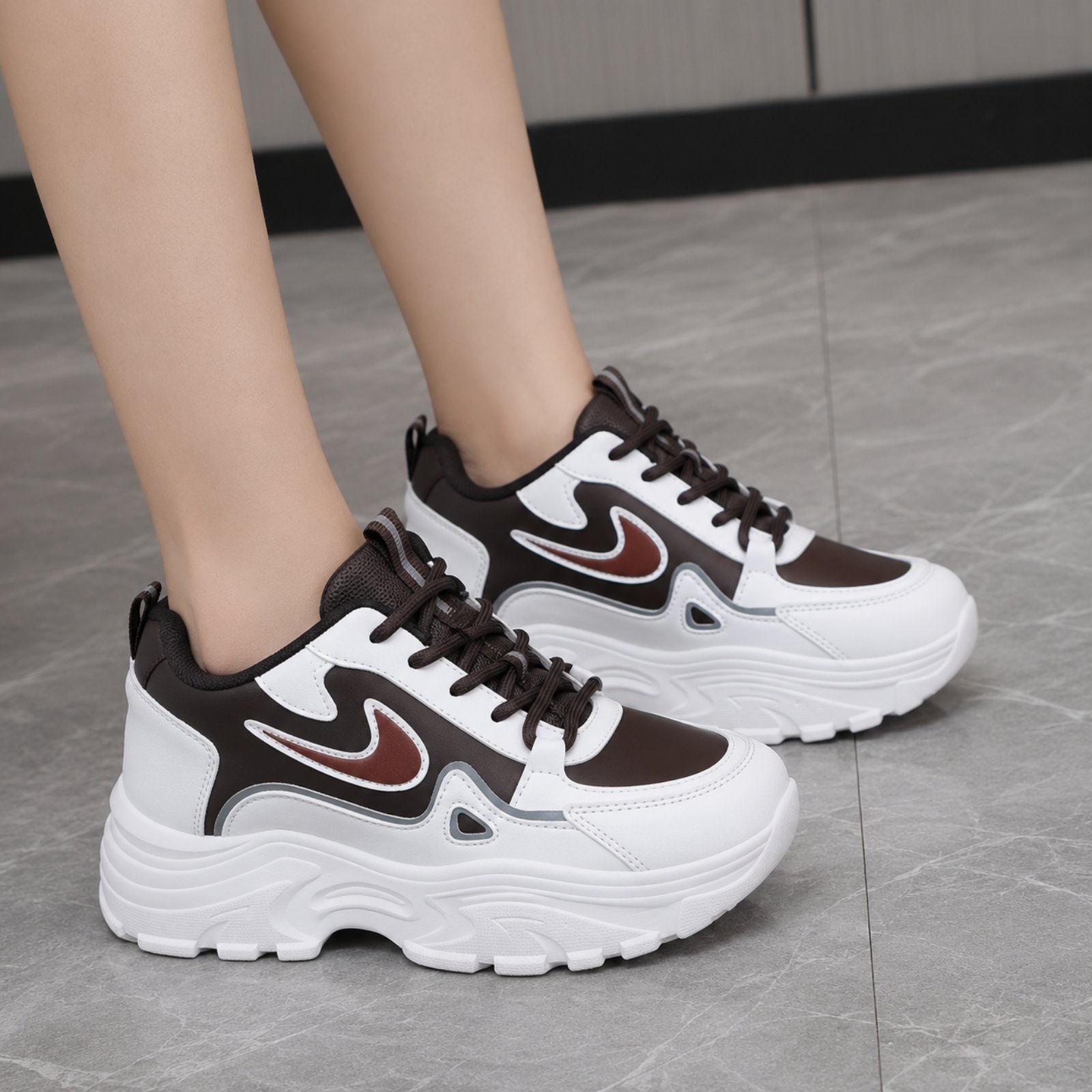 Luxury Korean Wedge Heel Sneakers For Women