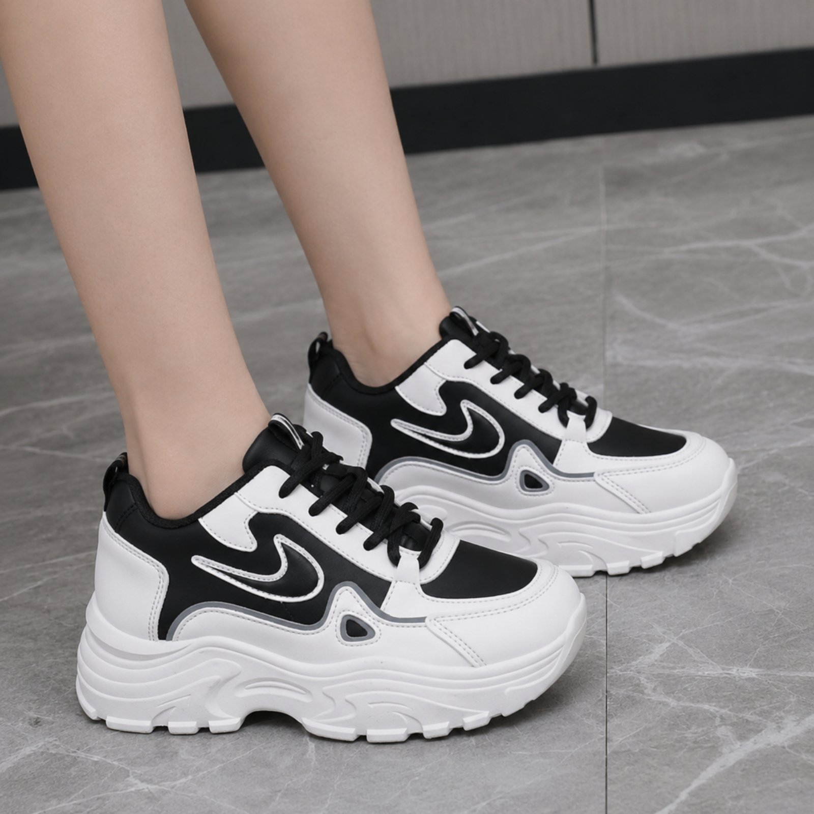 Luxury Korean Wedge Heel Sneakers For Women