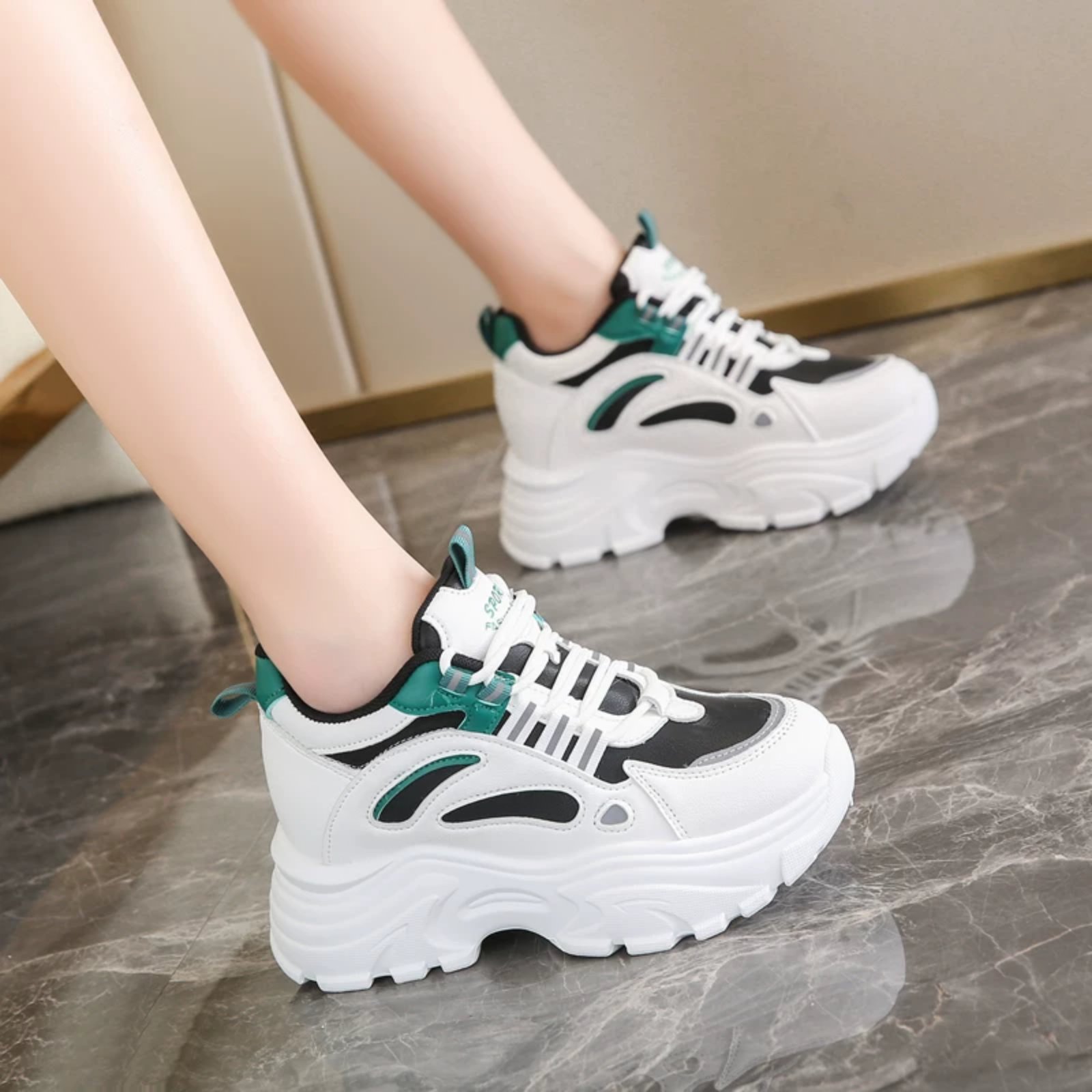 Korean Luxury Heel Sneakers For Women