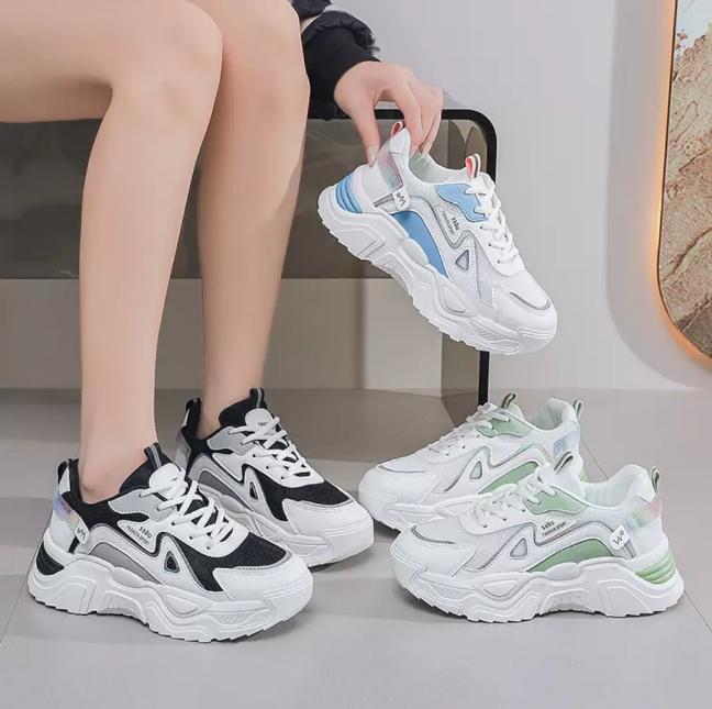 Korean Breathable Platform Lace-Up Shoes - Women