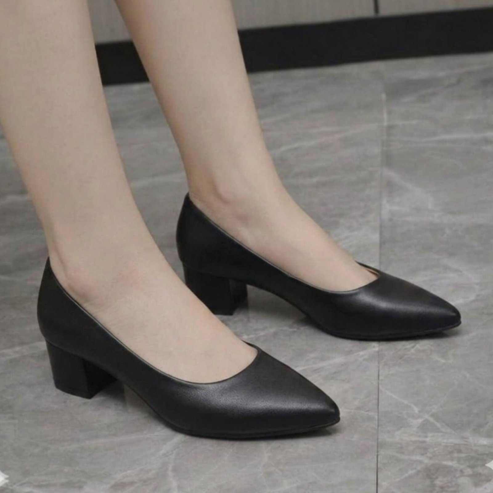 Premium Covered-Toe Platform Block Heel Pumps - Women