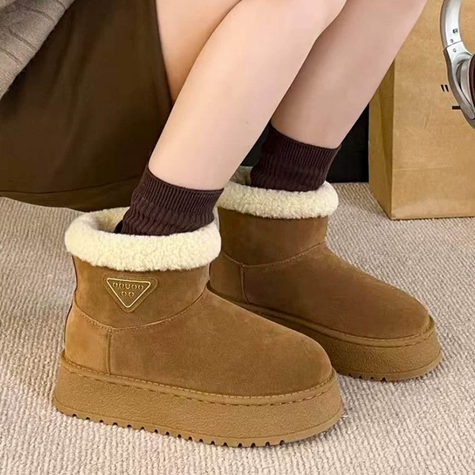 LuxeFrost Fur-Lined Suede Winter Boots - Women
