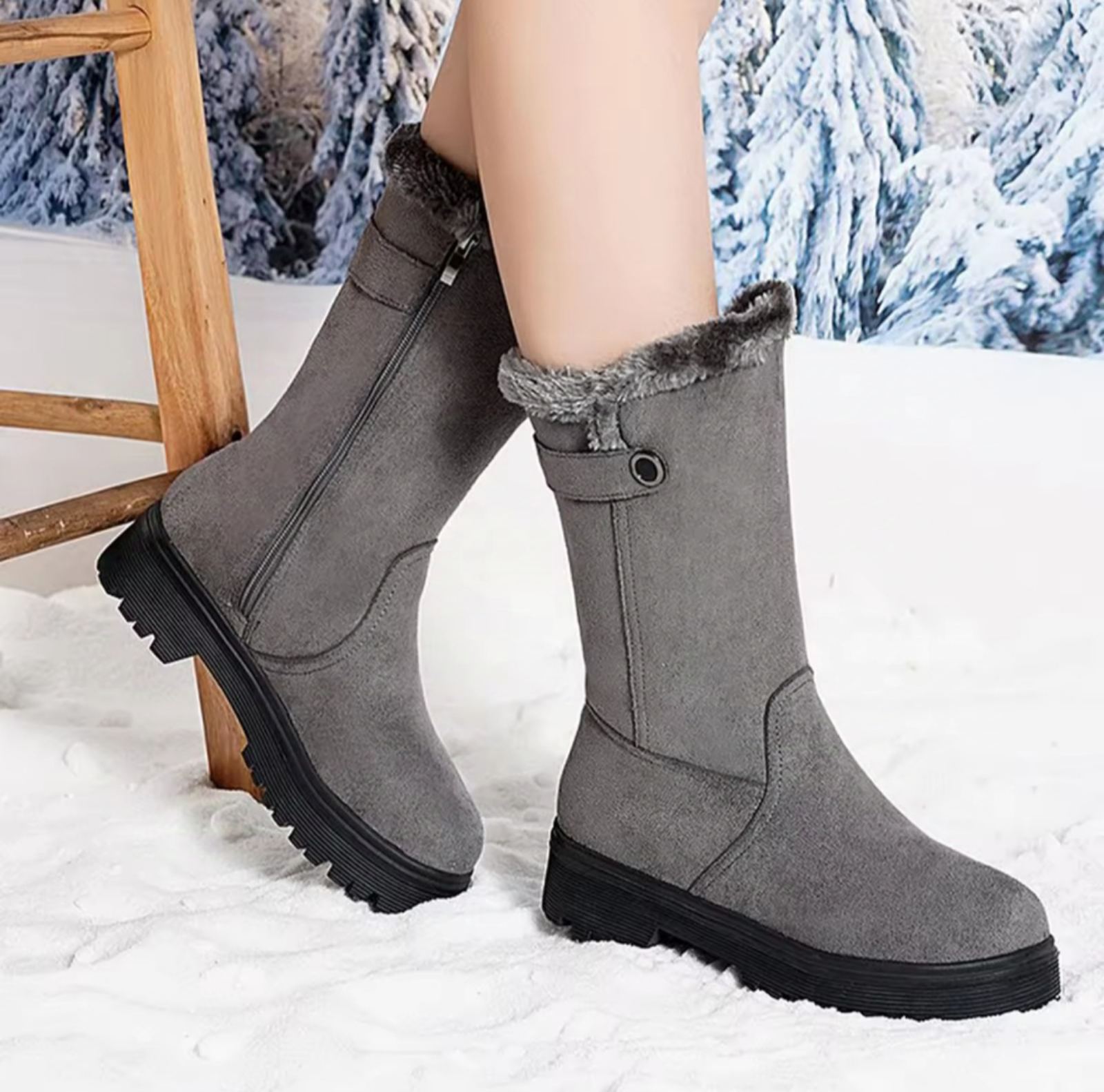 Warm Soft-Sole Mid-Heel Snow Boots - Women