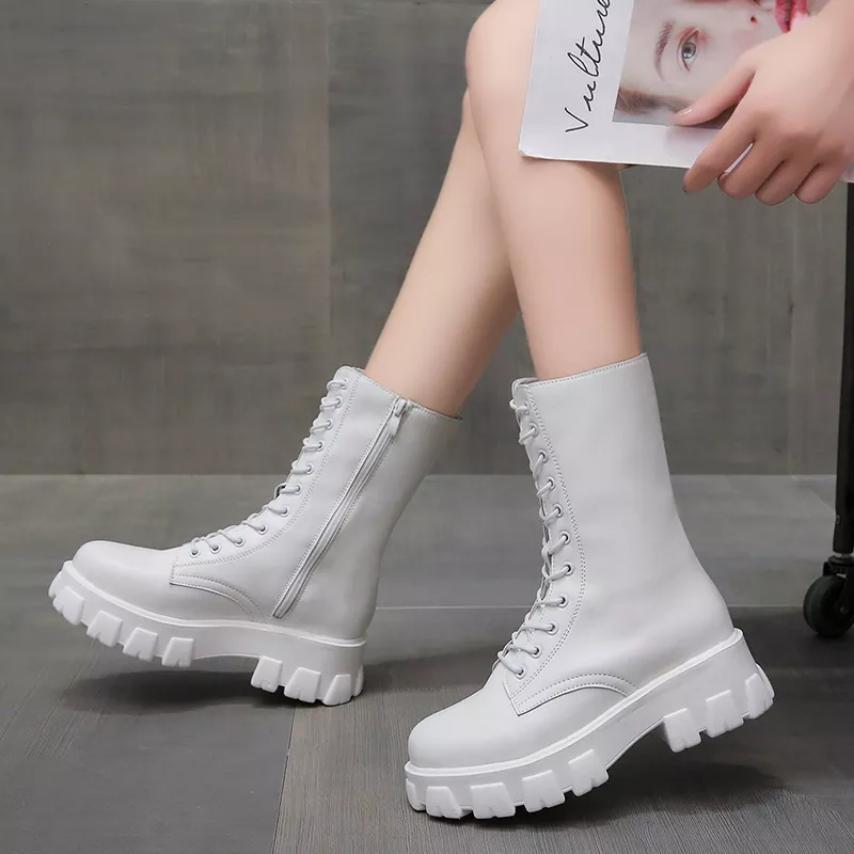 Autumn Winter Motorcycle Platform Boots - Women