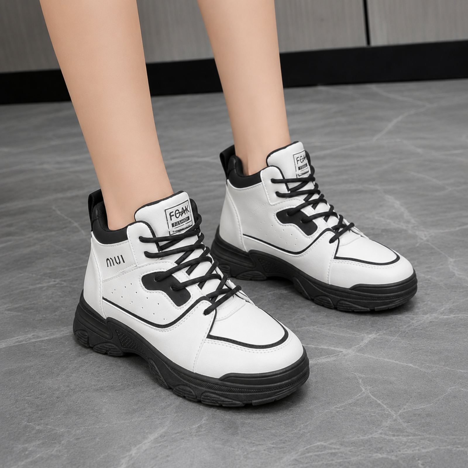 High-Top Lace-Up Platform Sneakers For Women