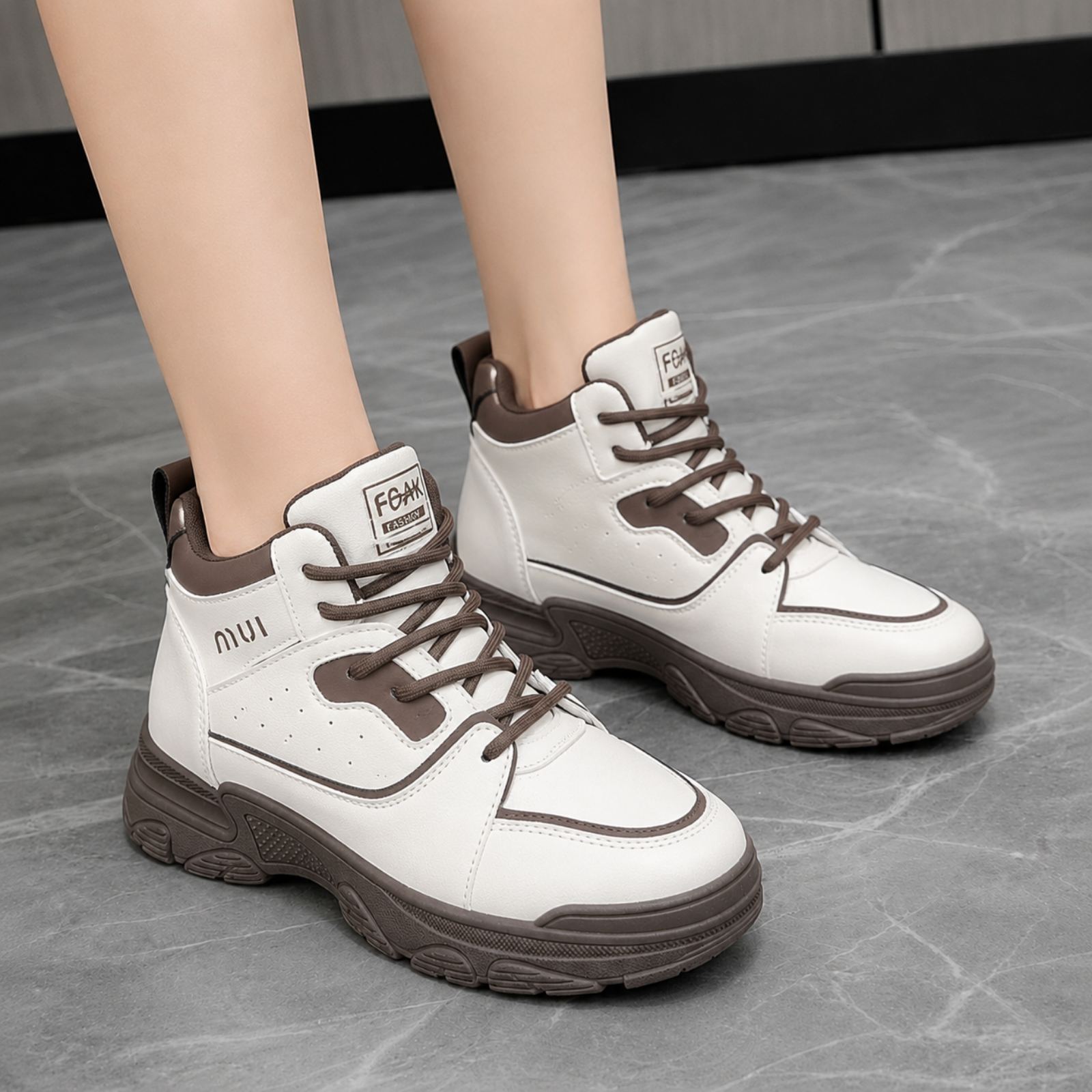 High-Top Lace-Up Platform Sneakers For Women