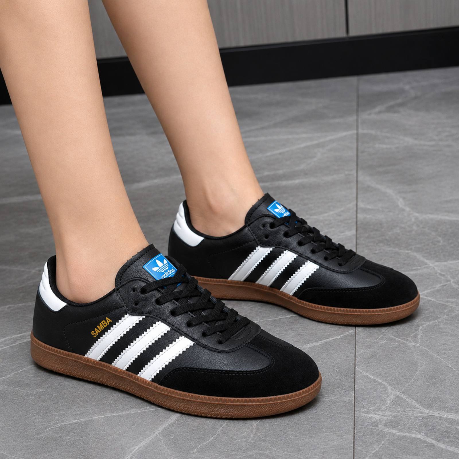 RetroStride Black & White Stripe Sneakers For Women