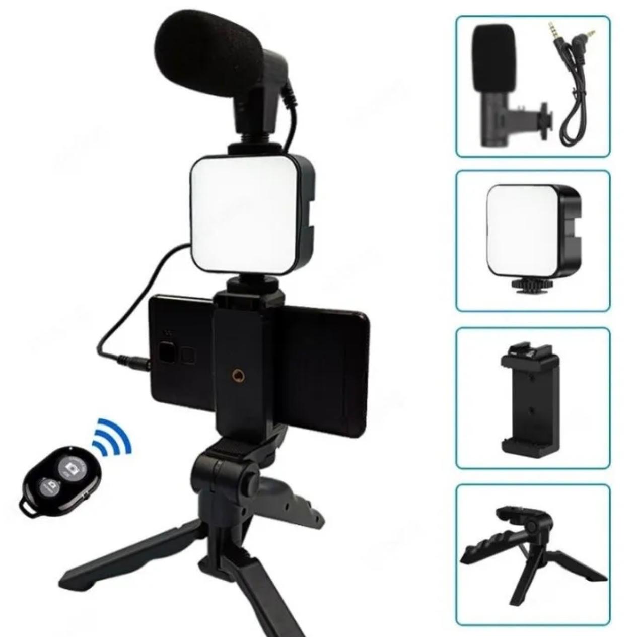 Vlogging Video Kit With Tripod Light And Mic