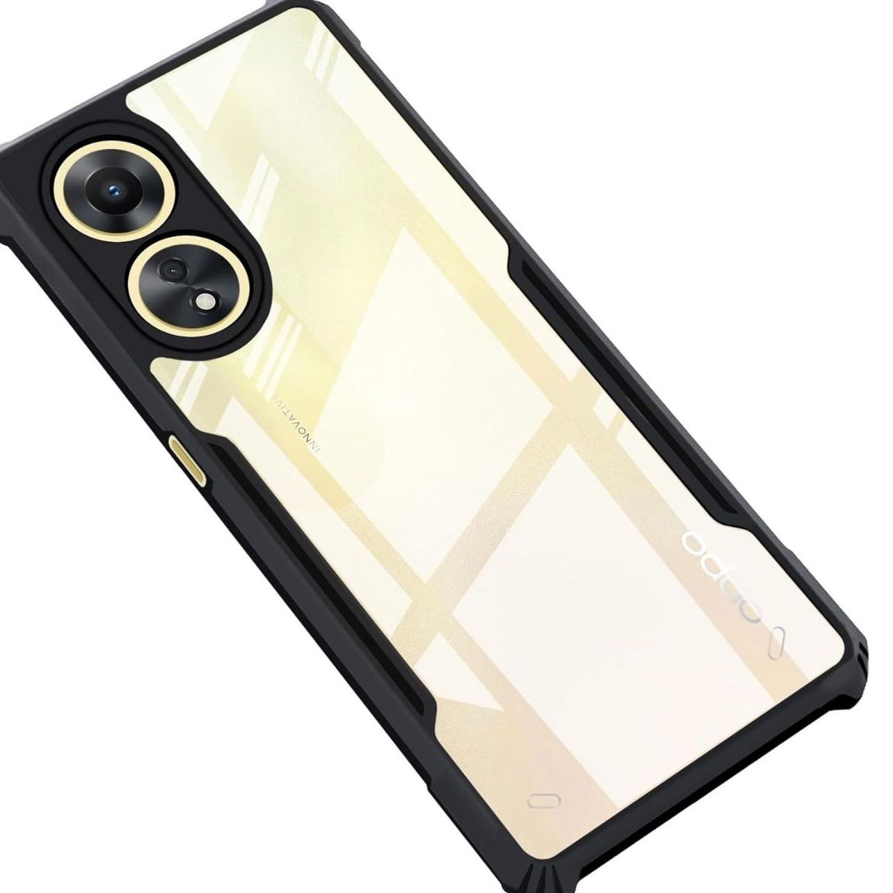 Oppo A38/ Oppo A18 - Airbag TPU Back Transparent Lens Full Protection Cover - Black (Other)