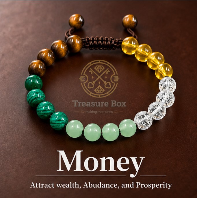 8mm Money & Prosperity Beaded Bracelet For Unisex By Treasure Box Nepal