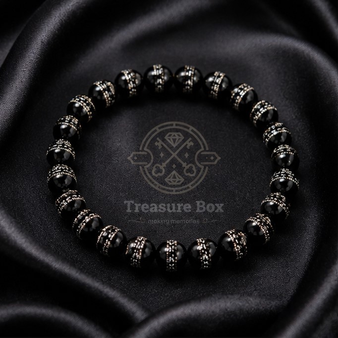 Midnight Eclipse Bead Bracelet For Unisex By Treasure Box Nepal