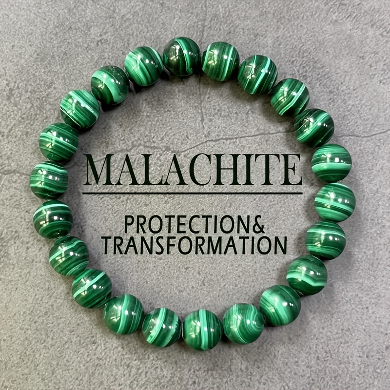 8mm Bohemian Marbled Green Malachite Beads Bracelet for Unisex by Treasure Box Nepal