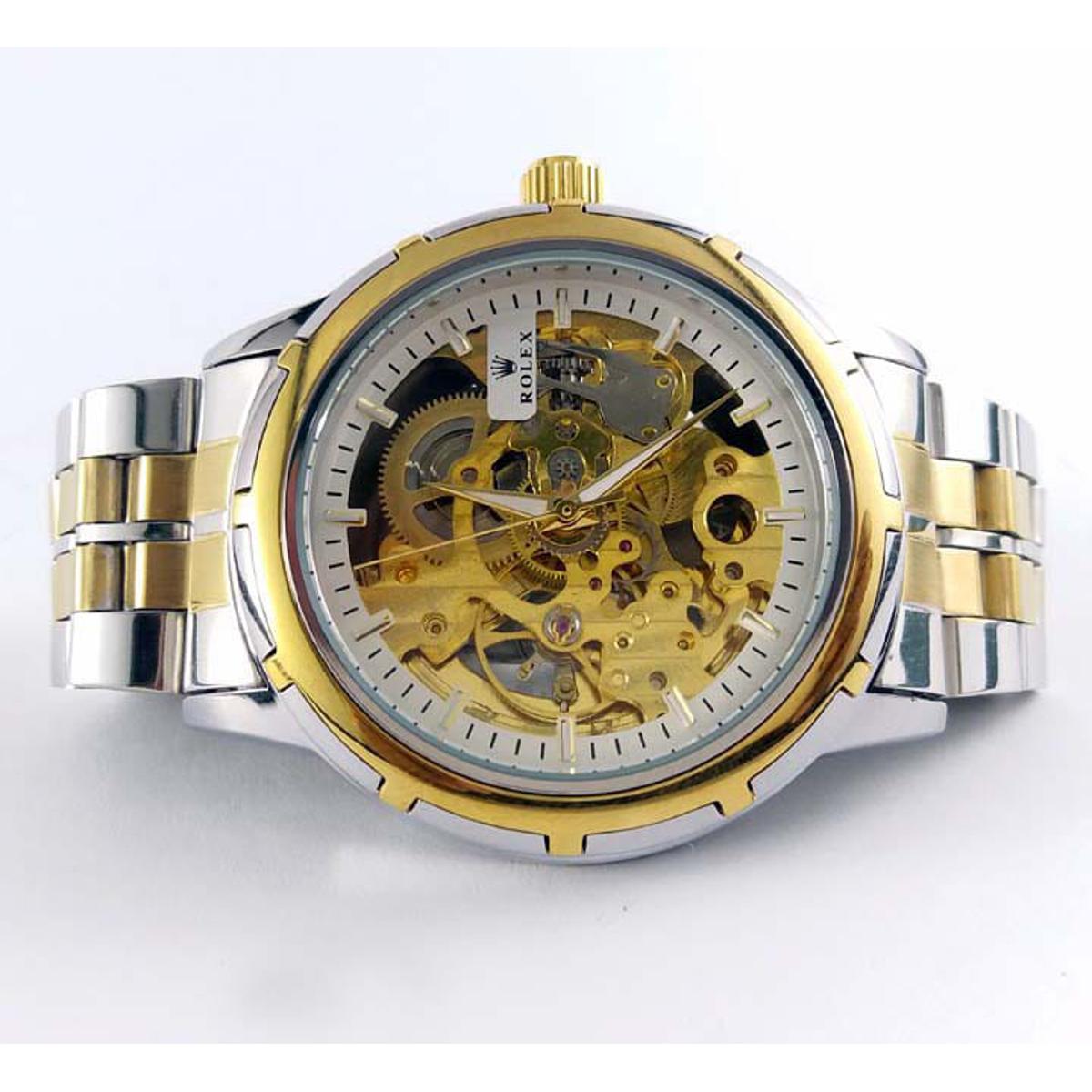 Skeleton Gold Dial Automatic Watch For Men