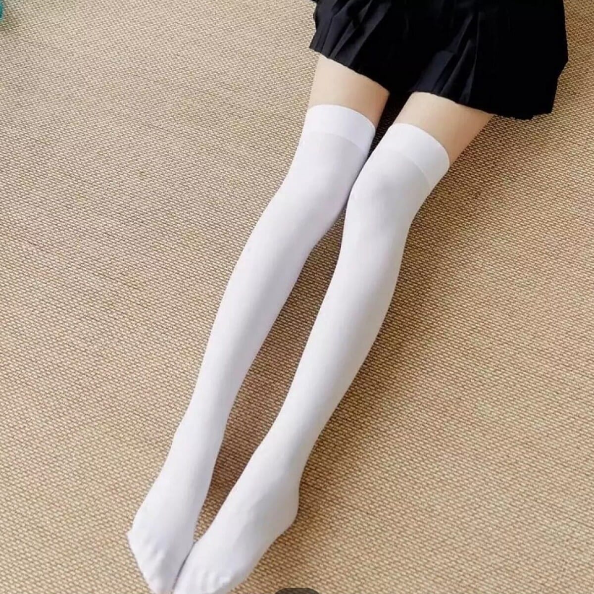 White Long School Socks for Girls