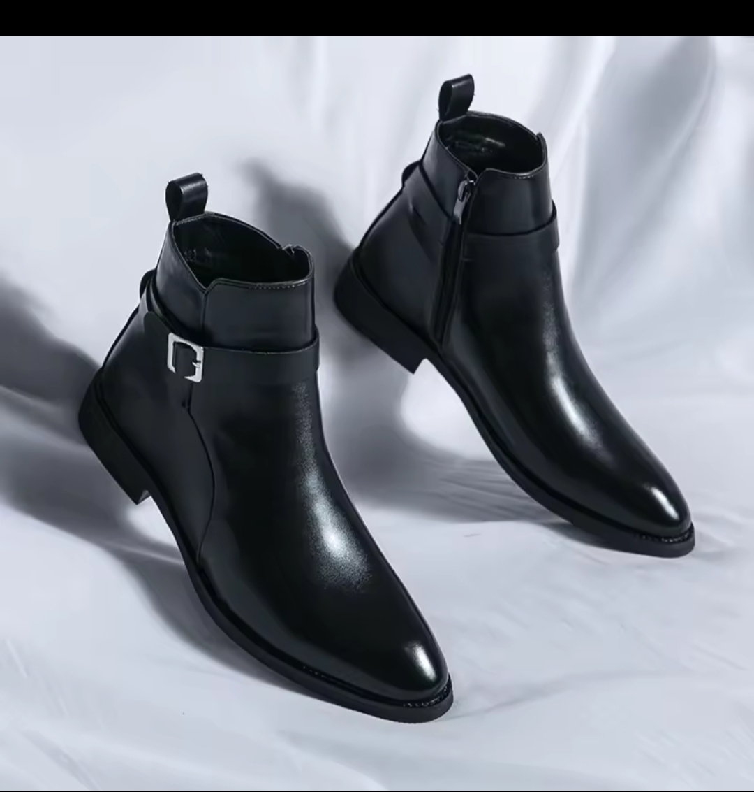New Zip Black leather Classic Boots For Men