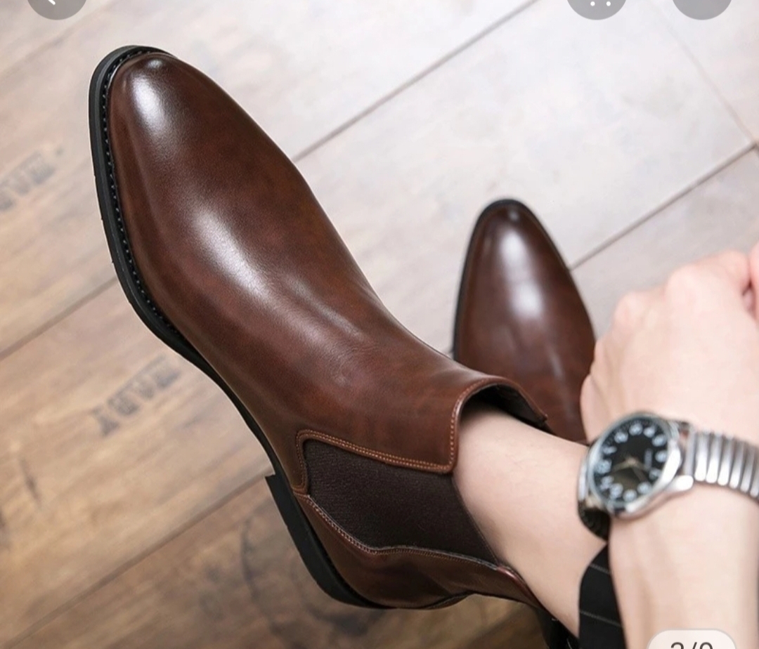 Brown Leather Premium Ankle Boots For Men