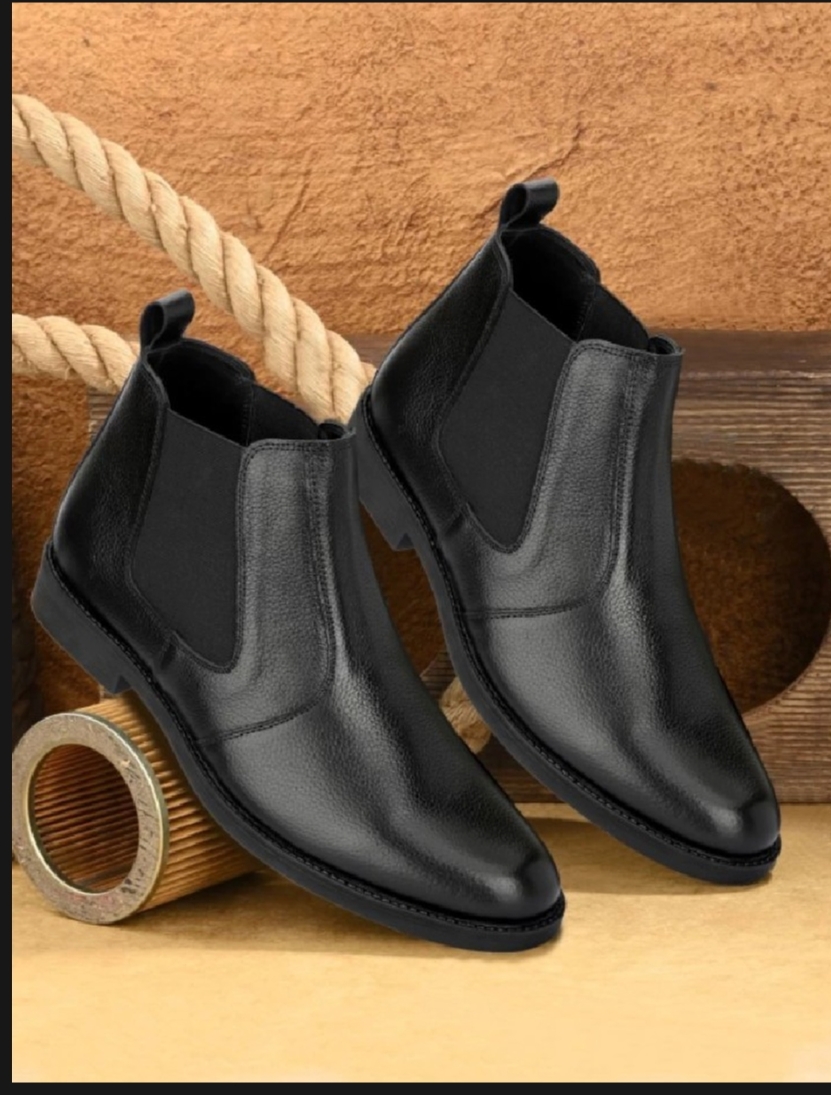 Black Leather Ankle Boots For Men
