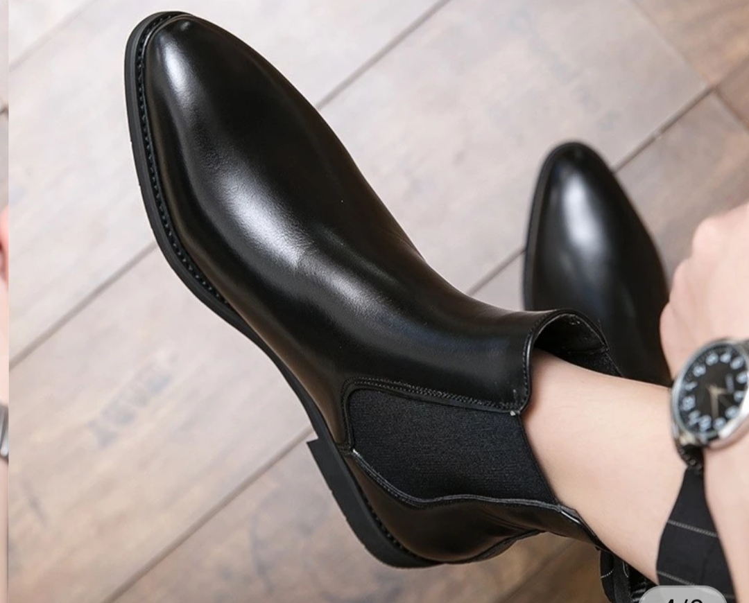 Black Leather Premium Ankle Boots For Men